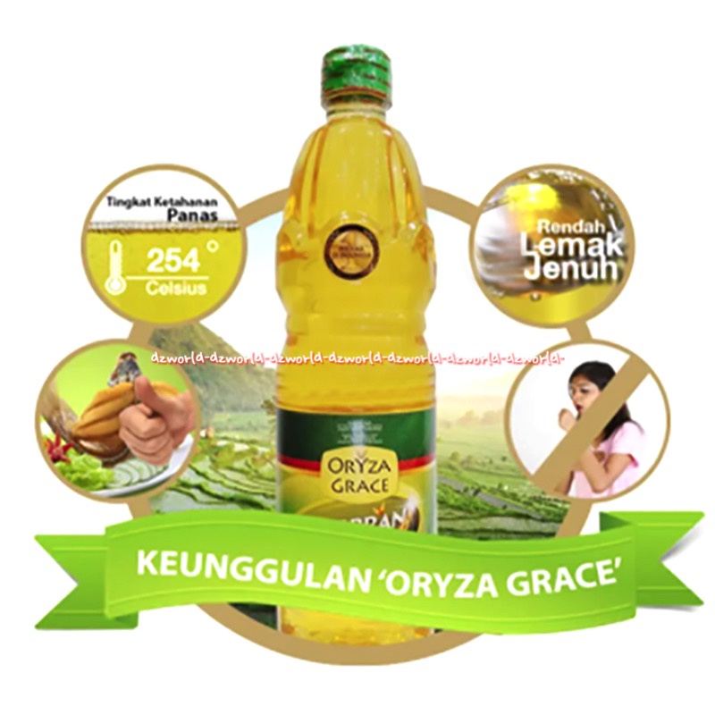 Oryza Grace 1L Rice Bran Oil Minyak Goreng Bekatul Padi Kemasan Botol Ricebran Oriza 1 Litter Rendah lemak Tahan Panas Tinggi Rice Brand