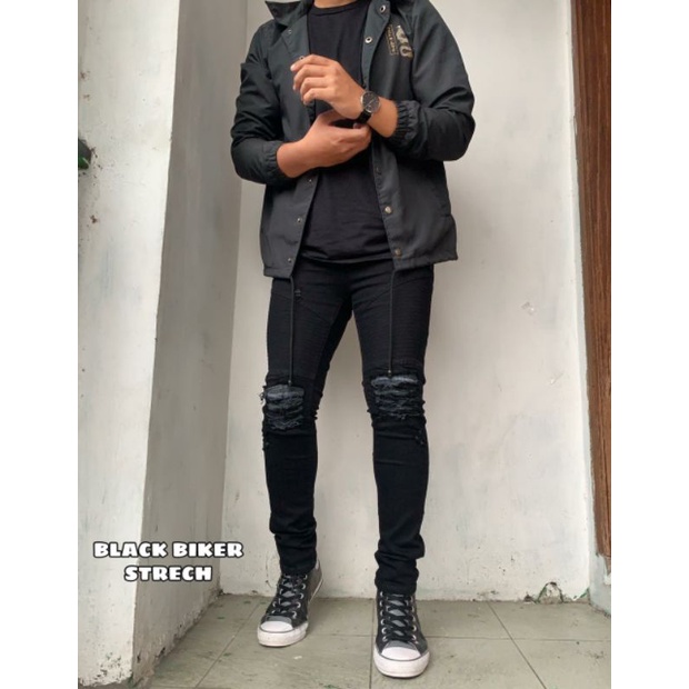 ROMEO SOBEK BIKER BLACK /ROMEO RIPPED PRIA/CELANA JEANS PANJANG/ROMEO BIKER PRIA/JEANS PANJANG/CELAN