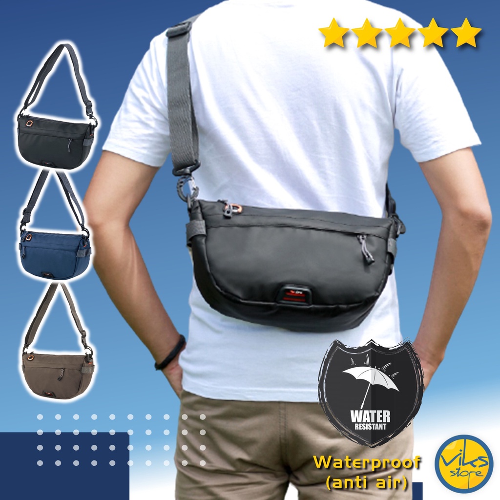 Tas Selempang Pria / Cowok Waterproof Anti Air Sling Bag Elbrus Bahu Multifungsi Original Simpel