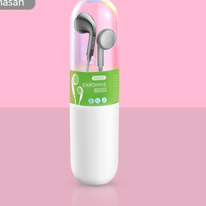 ➩ Headset Robot RE601 Wired Earphone Bass Smartphone Original - Garansi 1 Tahun ❃