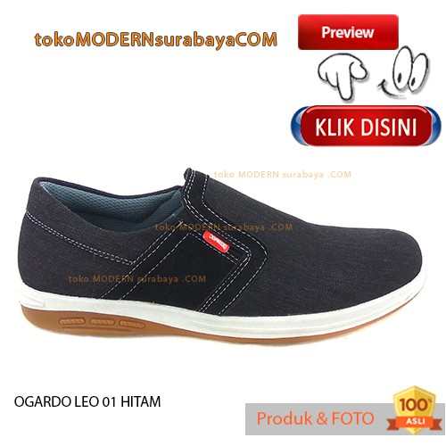 OGARDO LEO 01 HITAM sepatu pria sepatu casual slip on