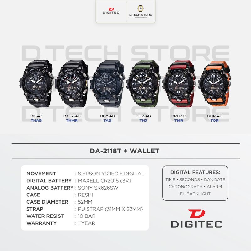 JAM TANGAN DIGITEC PRIA ORIGINAL DA-2118 BOX DOMPET/ DA-3118 JAM TANGAN DIGITEC ORIGINAL 100%