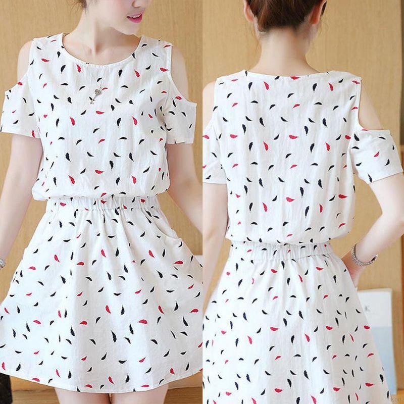  Bayar Di Tempat Dress Mini O Neck Lengan Pendek Pinggang 