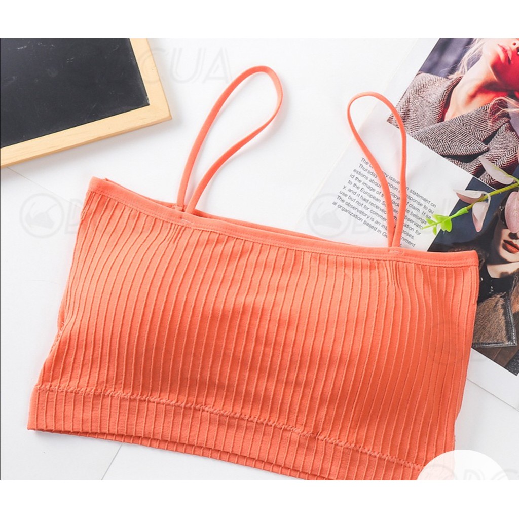 CENGLI【COD】Bra Fashion Wanita Tanpa Kawat Bahan Halus Bra Simple Import Bra Nurah Batam | BH05-Orange