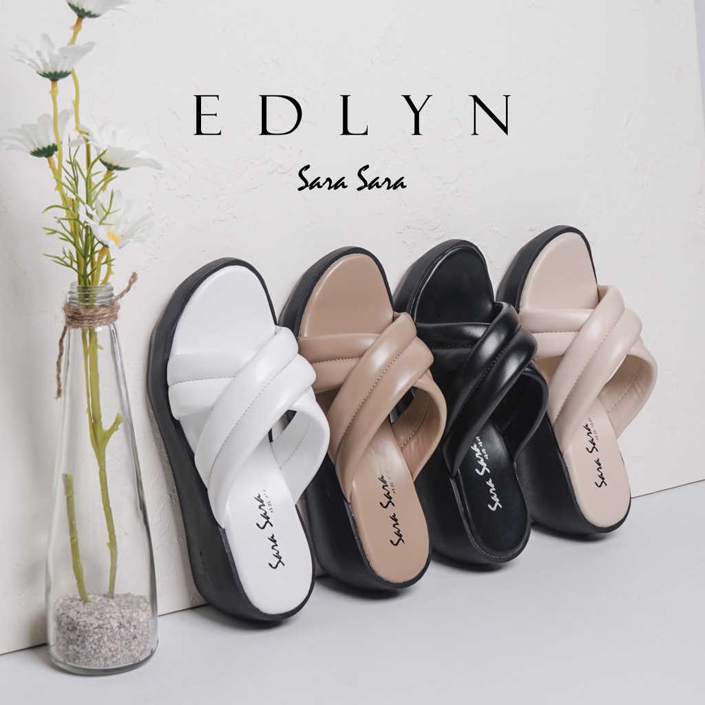 Sara Sara EDLYN Sandal Wedges Wanita sandal tinggi model silang sandal empuk terbaru