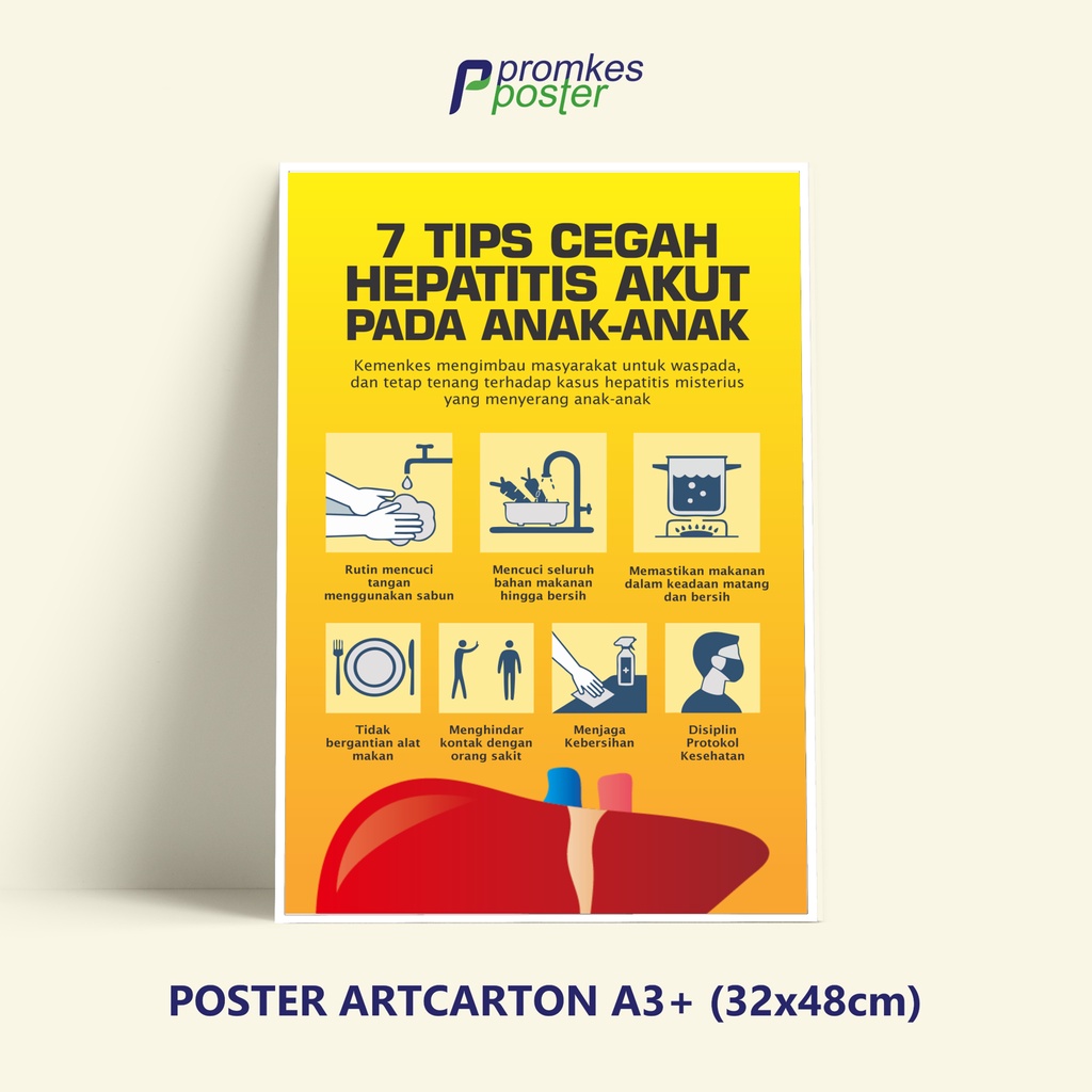 Jual Poster Kesehatan 7 Tips Cegah Hepatitis Akut / Hepatitis Misterius ...