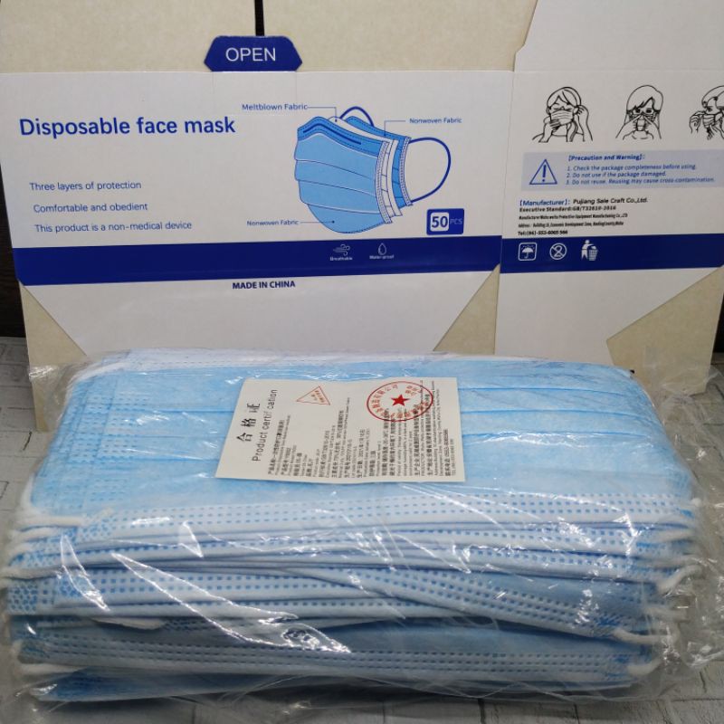 Masker Earloop 3ply Disposable Protective/MASKER MULUT (BIRU)