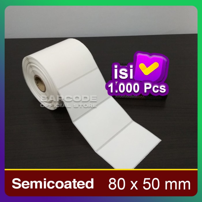 

(BISA COD) LABEL BARCODE 80 X 50 (1 LINE) KERTAS STICKER LABEL SEMICOATED 80x50