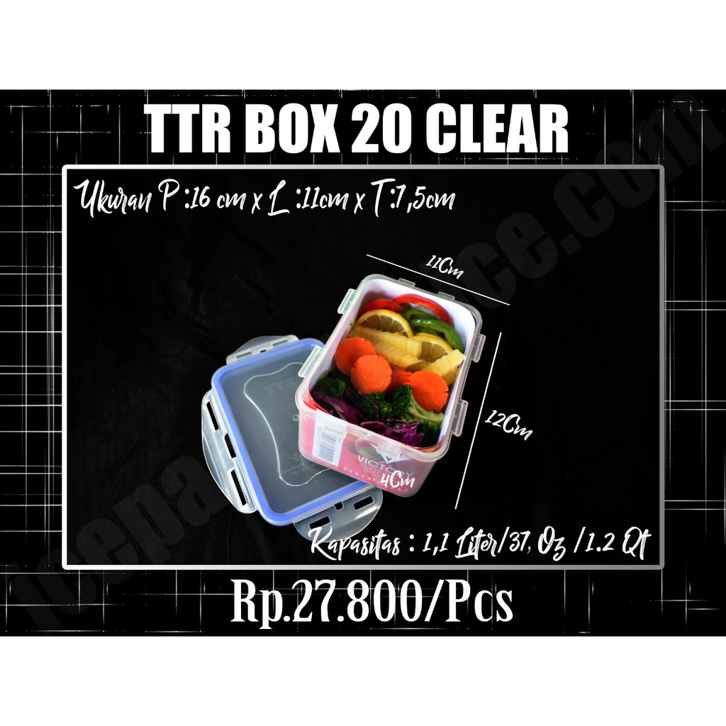 jual box plastik container - harga 1 kotak snack TTR 20 Clear - jual kotak kue plastik
