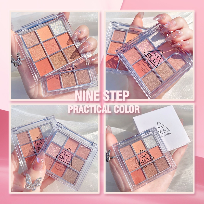 【READY STOCK】MGL 9 Shades Korean Eyeshadow Palette Matte + Highlight And Waterproof EyeShadow