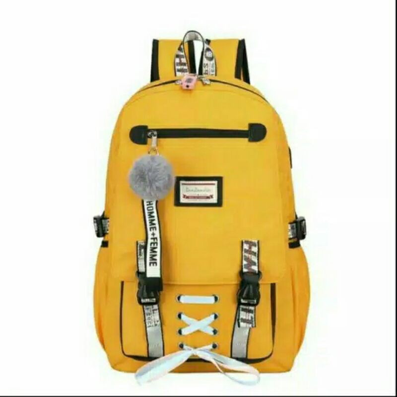 Ransel Anak Pita Tengah No Pompom backpack koreanstyle BISA COD