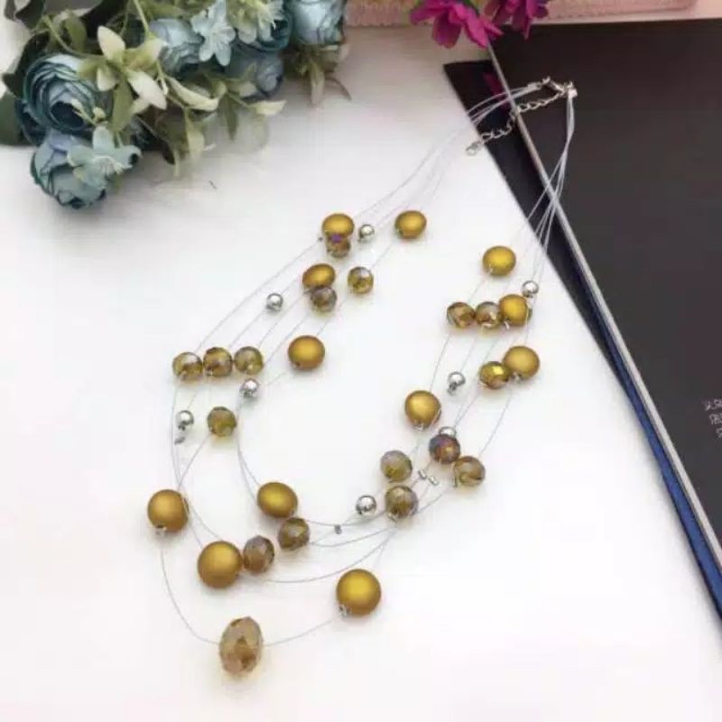 Kalung Etnik Mutiara pearl warna Abu-coklat-ungu-hitam-putih Mp-010