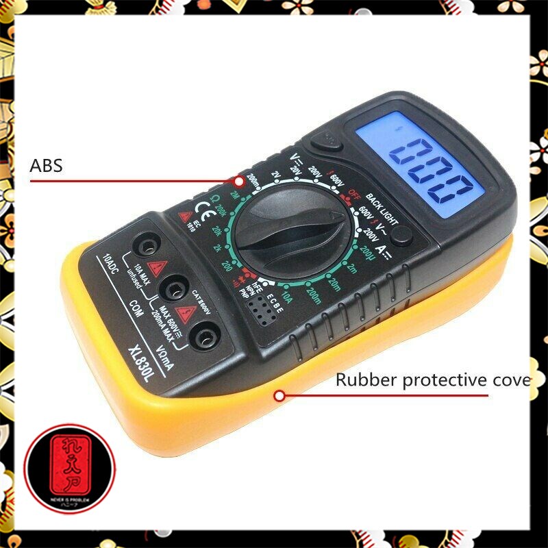 Junejour Mini Digital Multimeter AC/DC Voltage Tester - XL830L - Black