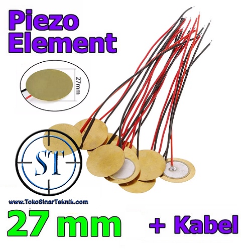 Piezo Electric Buzzer 27mm Sensor Element Ceramic Sound Disc Plus Kabel Gitar