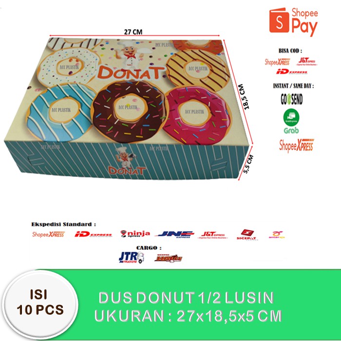 

Isi 10 PCS DUS DONAT ISI 6 DESAIN KEREN Dus donat 27*18.5 Box Dus Donat Dus Roti