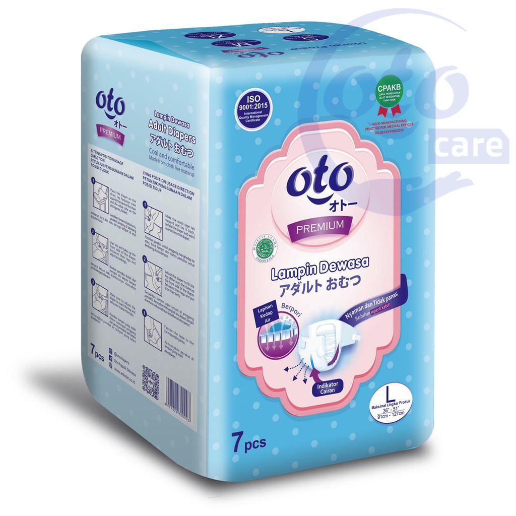 OTO Popok Dewasa PREMIUM ( Daya Serap Lebih Banyak ) Lem Perekat Adult Diapers L isi 7 pcs