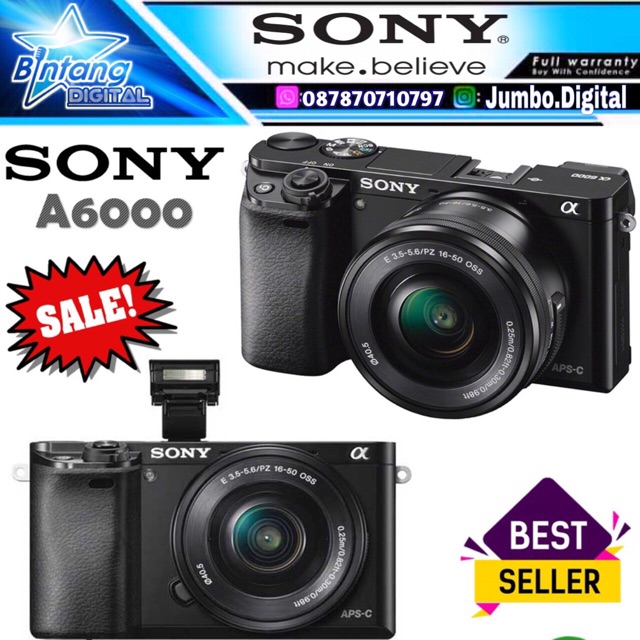Sony a6000 kit 16-50mm - Sony alpha 6000 - Kamera sony A 6000 - Garansi 1 Tahun