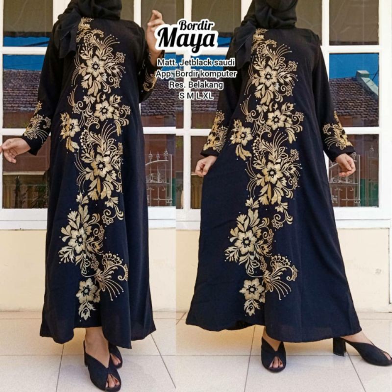 Abaya Baju Wanita Remaja Gamis Syar'i Hitam Jetblack