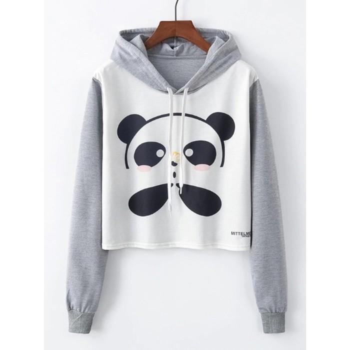 BlessCollection. TERMURAH Sweater / Hoodie / crop wanita CUTE PNDA - Putih
