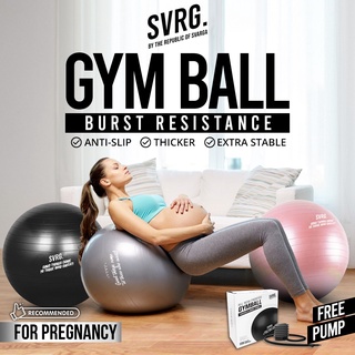 Svarga Gym Ball Yoga Ball Therapy Ball PVC Premium Charcoal Edition Free Pump