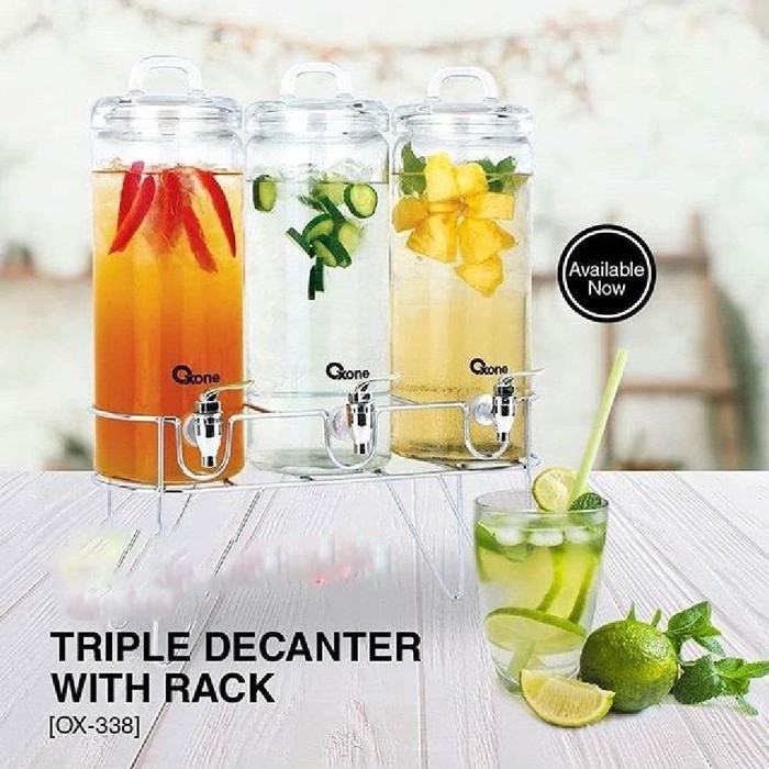 Oxone OX-338 Triple Decanter with Metal Rack (3x2.8Lt)