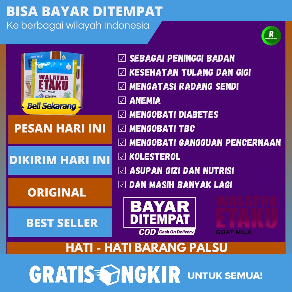 

Suplemen Peninggi Badan, Obat Herbal Peninggi Badan, Susu Peninggi Badan, Vitamin Peninggi Badan, Susu Peninggi Badan Anak/Remaja/Dewasa, Nutrisi Pertumbuhan, Suplemen Kalsium Peninggi Badan - Susu Kambing Etaku 100% Original Asli No HiLo Teen Boneeto