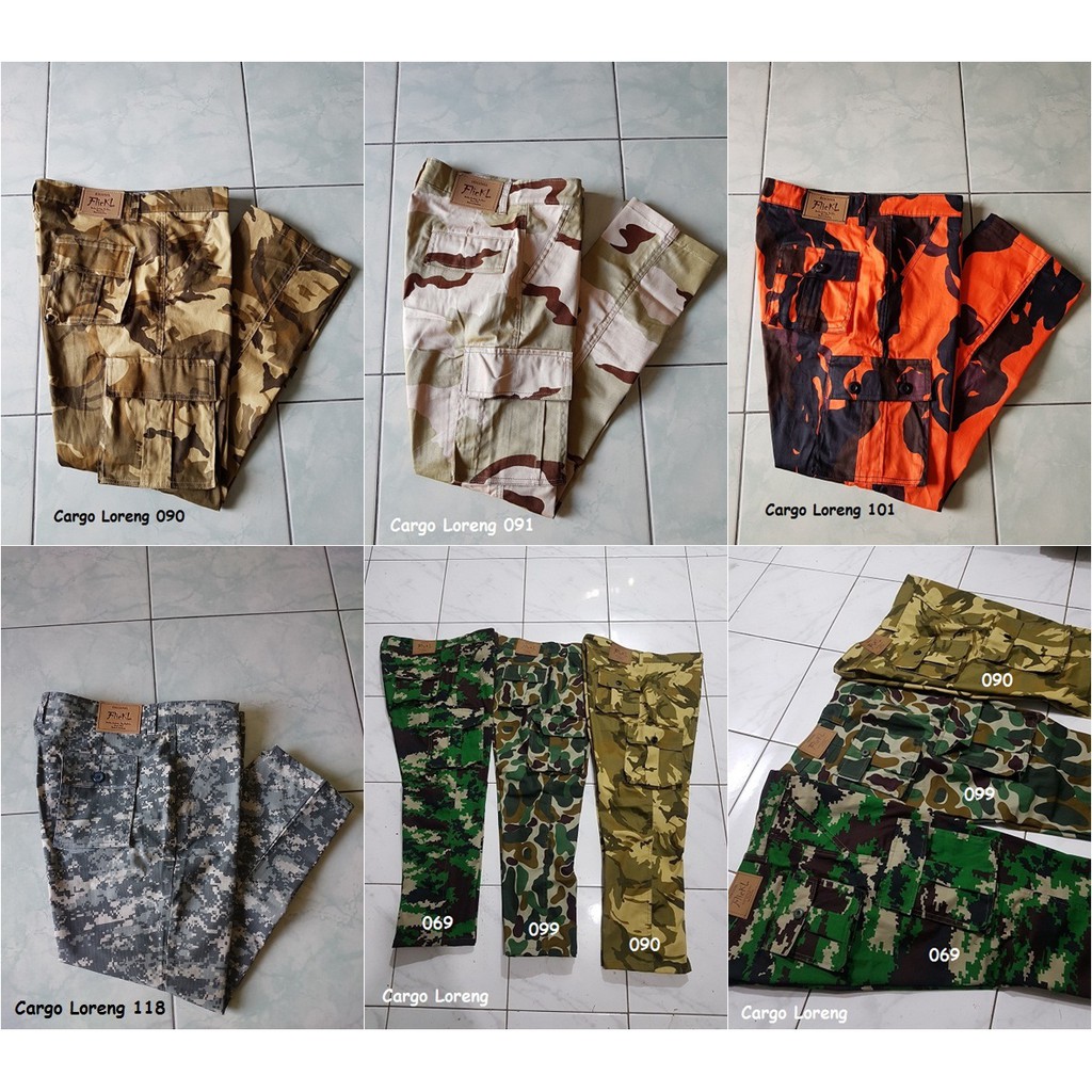 Celana Cargo Camo Loreng Panjang Pria Pants PDL