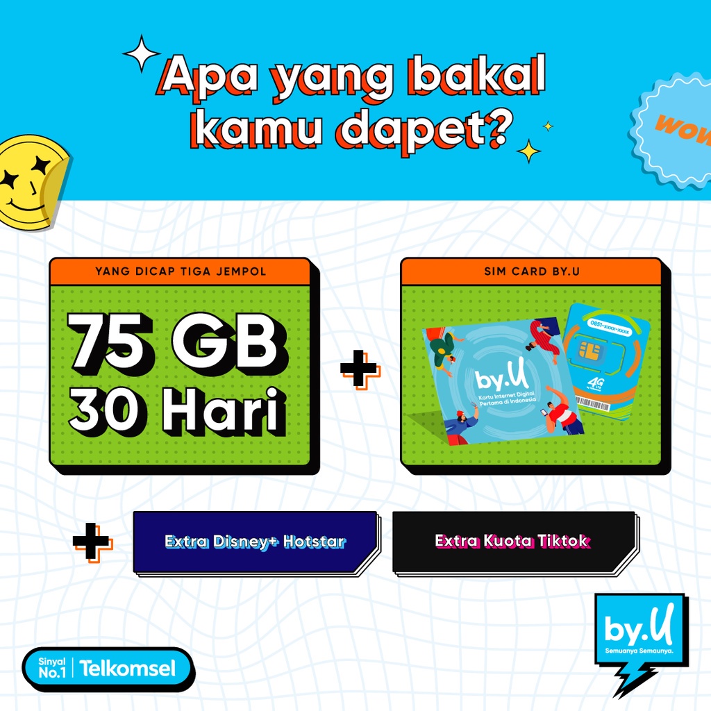 Kartu Perdana byU by U Kuota 75 GB 30 HARI