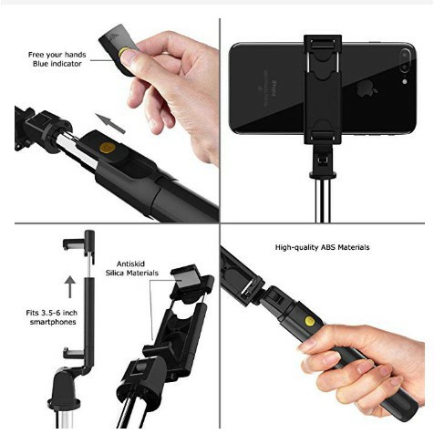 TRIPOD + TONGSIS WIRELESS P20S 18.5 cm - 69 cm TRIPOD + SELFIE STICK BLUETOOTH REMOTE CONTROL