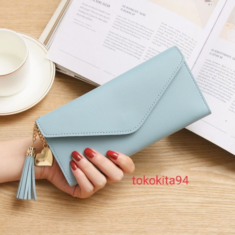 Dompet Panjang Wanita Import Polos Satuan Lipat - Dompet Lipat Wanita Import 1Pcs Polos - Dompet Waller Card Satuan Polos