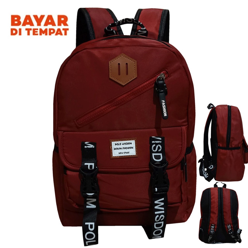 Tas Ransel Anak Sekolah SD 15'' Polo Wisdom 002 Merah Import