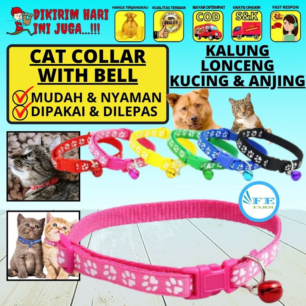 Kalung Kucing Anjing Motif Jejak Kaki Lonceng FEFARM