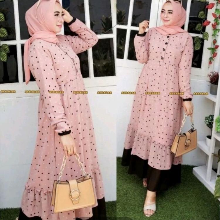 Gamis Ceruty Sayidah Dress Polkadot Bahan Ceruti Full Furing Gamis Ceruti Babydoll Gamis Ceruty Gami
