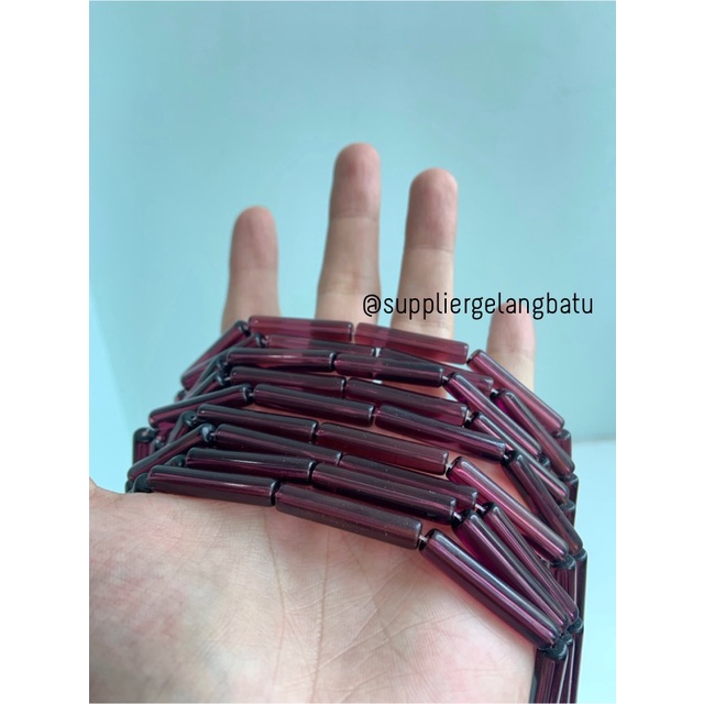 manik glass bead brown quartz 30 x 5mm bahan prakarya gelang kalung