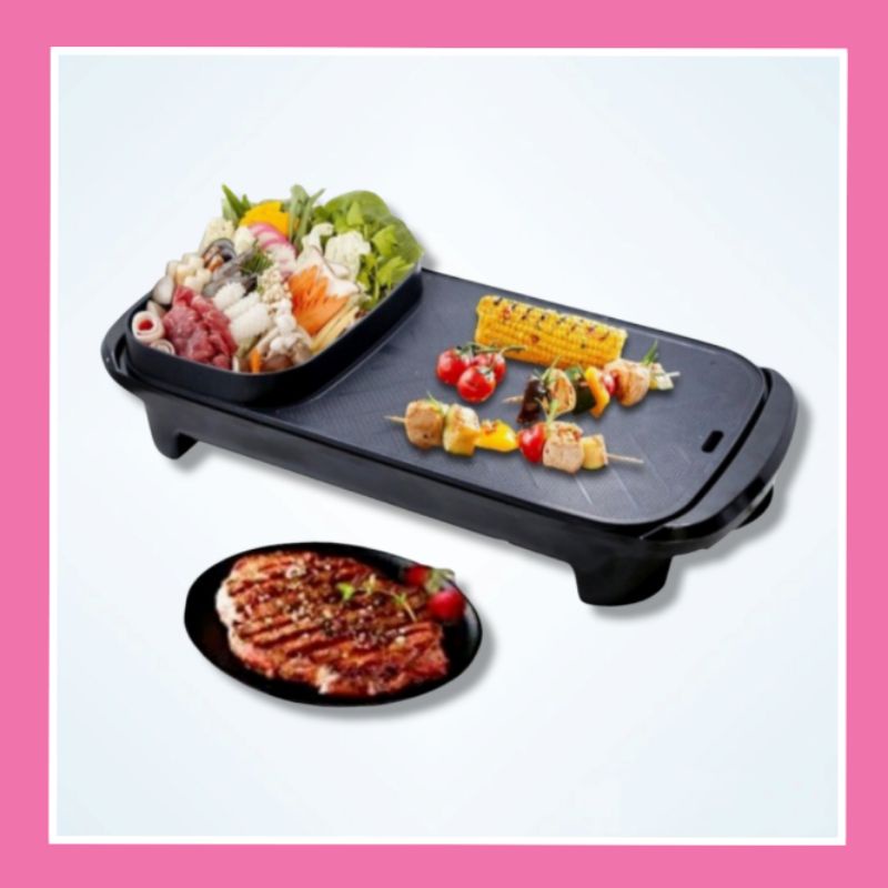 Hotpot Panggangan Electric 2in1 BBQ Grill Panci Shabu/Suki Multifungsi YK Design Black Color