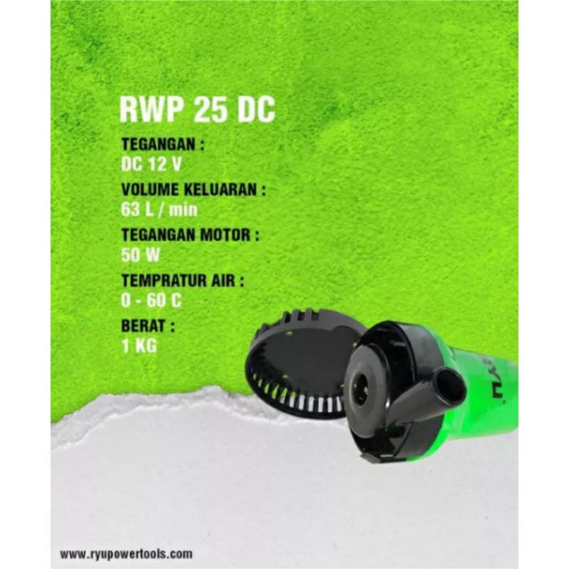 Ryu Pompa Celup Air Dc 12 V Water Pump RWP 25 DC Kolam Submersible Pump 12 Volt