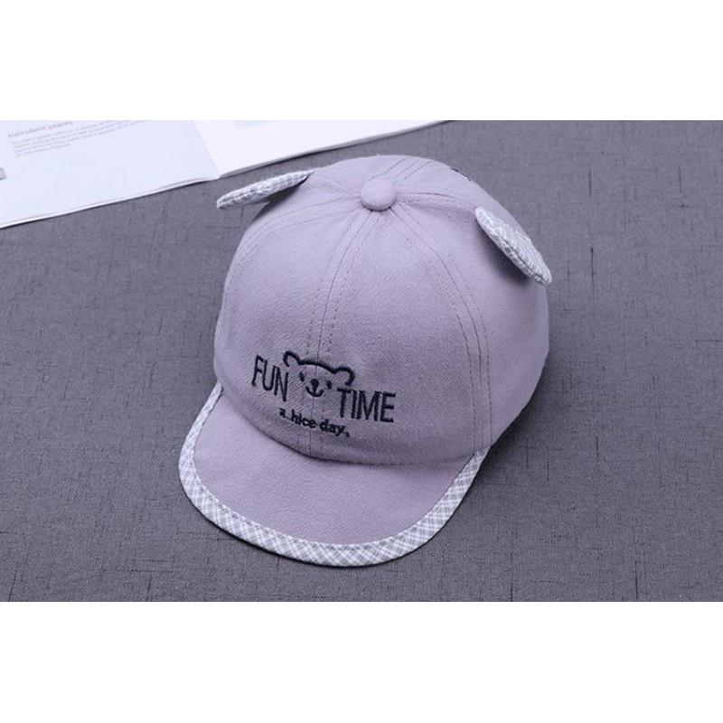 Topi Anak Baseball bayi Fun Time bear motif lucu bordir baby cap