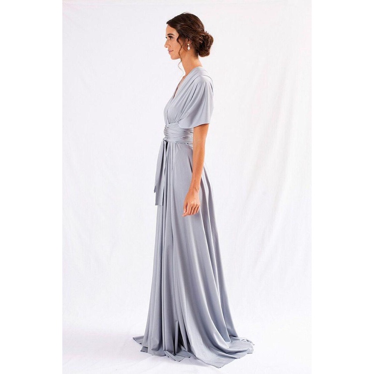 READY FREE KEMBEN Premium Multiway Dress Bridesmaid Convertible Infinity Dress Pesta Pengiring Pengantin Silver Abu Muda Light Grey