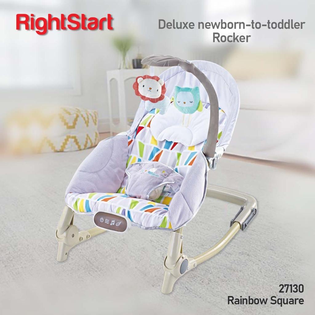 READY Right Start Bouncer Newborn Toddler Portable Swing Ayunan Bayi 2 in 1 Goyang Rocker Baby-Rainbow Square