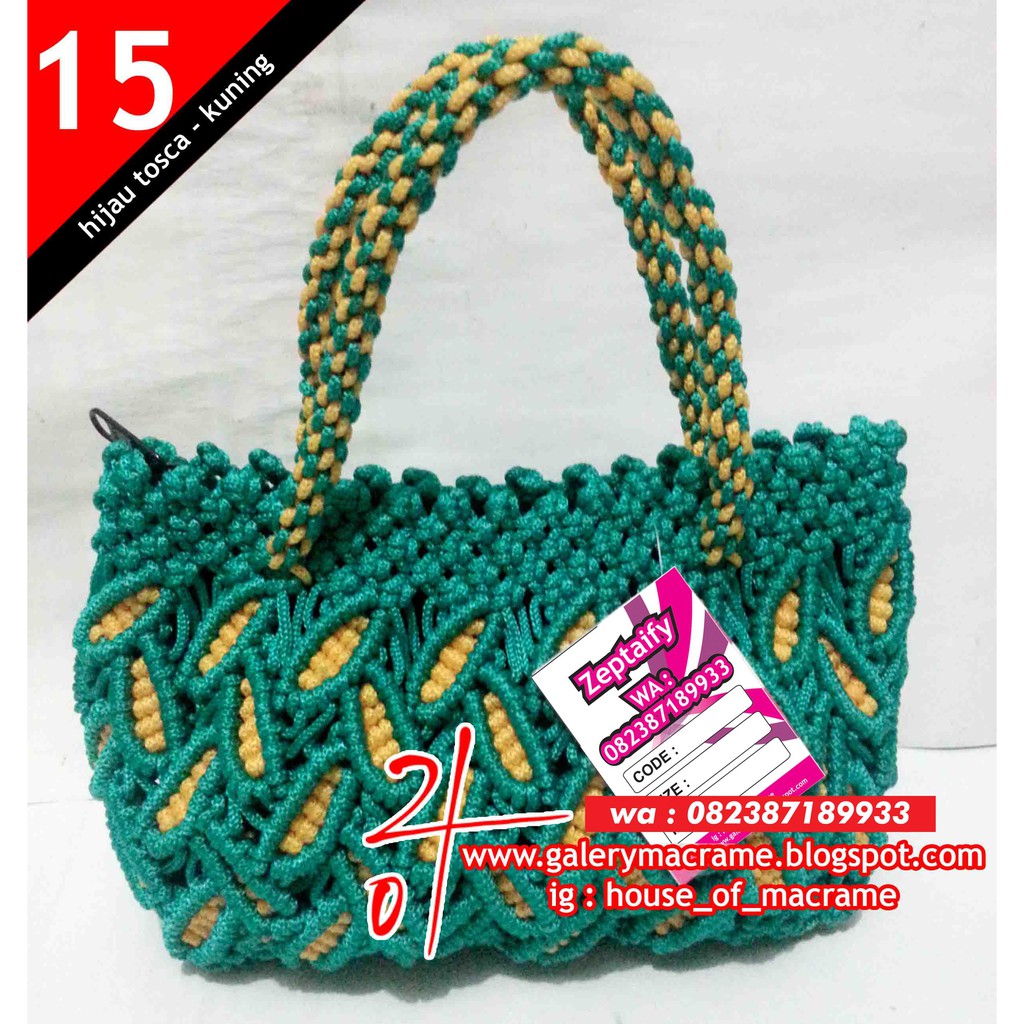 

Tas Tali Kur Motif Daun Kombinasi Warna Hijau Tosca Kuning