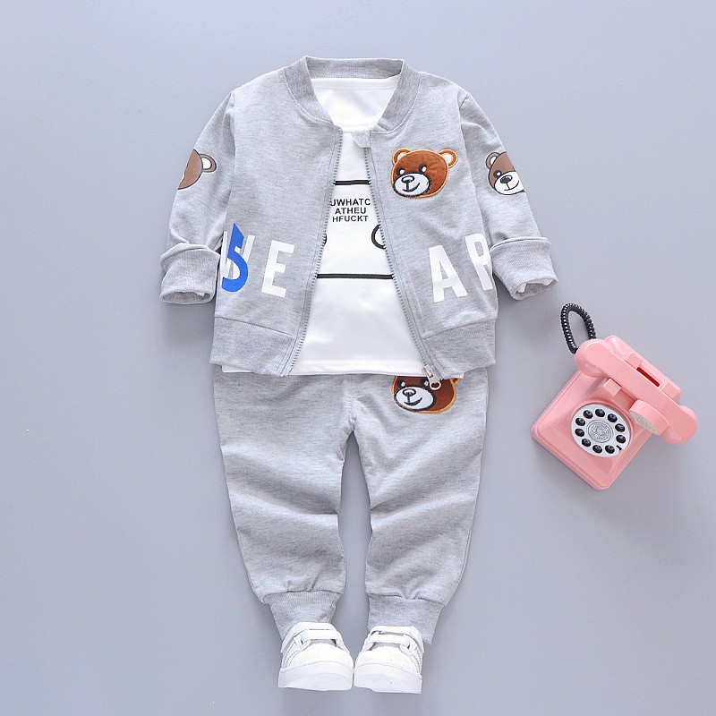 CHUBBI 34 Setelan Set 3Pcs Anak Laki Tshirt Jaket Bear