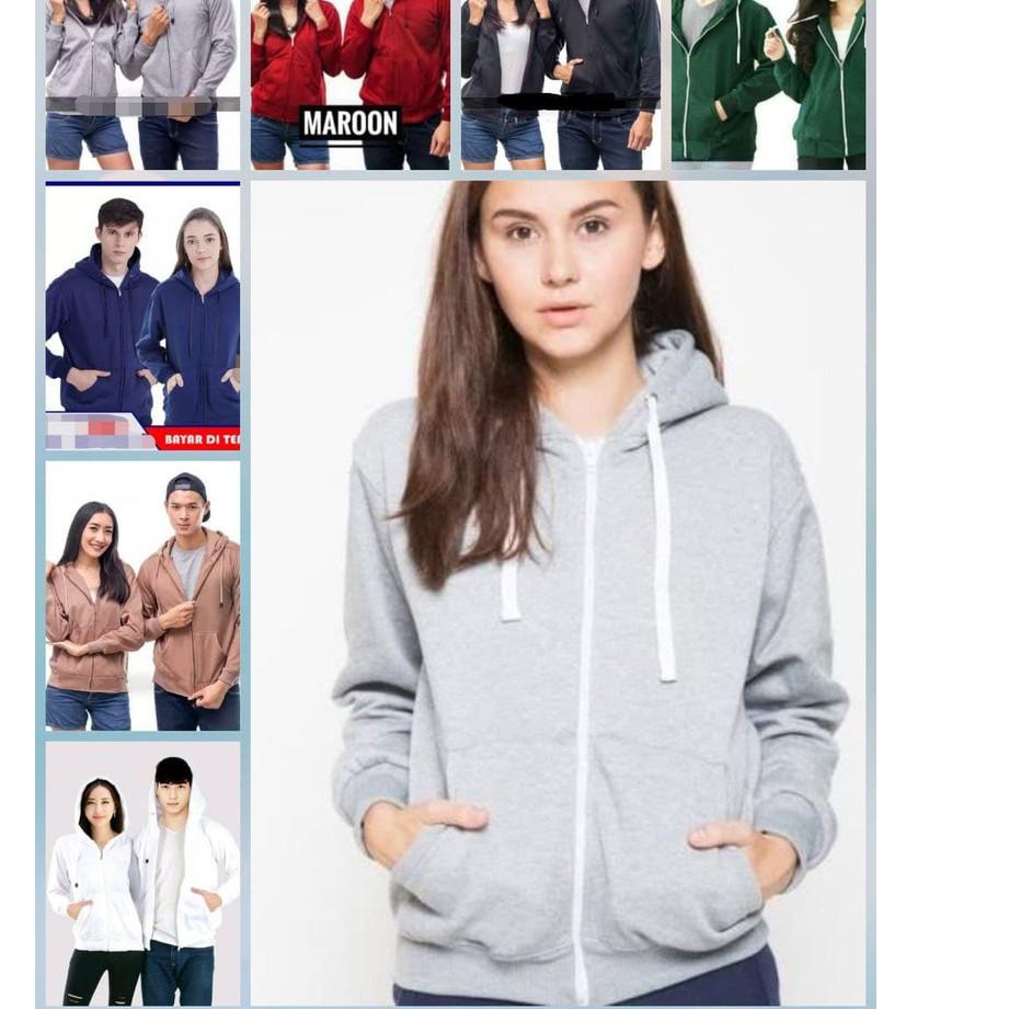 Asli Bagus JNY.Co Jaket Sintia Polos XXL Bisa Untuk Cowok & Cewek / Jaket Hoodie Zipper Jumbo ❉