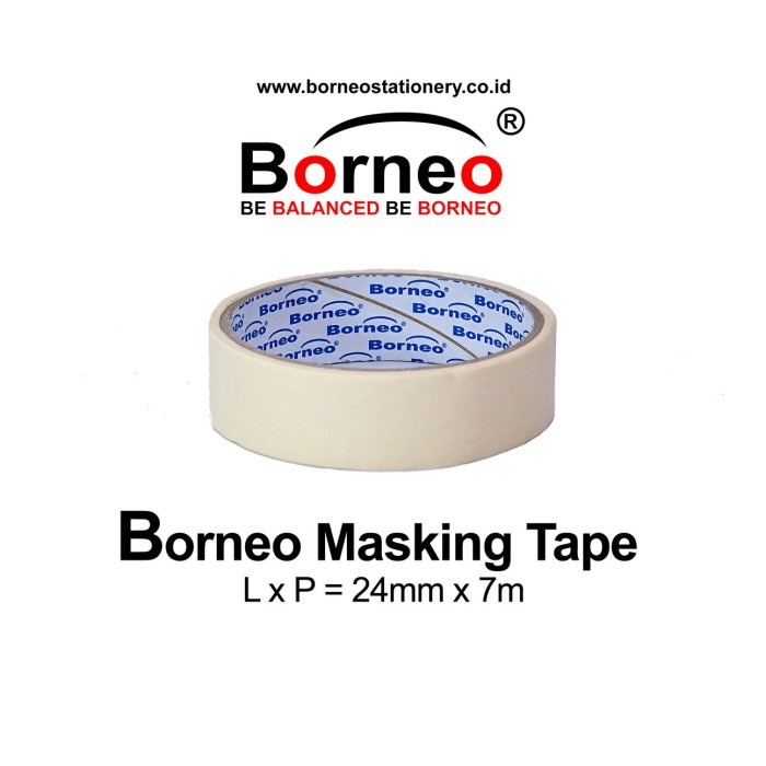 

Borneo Masking Tape / Isolasi Lakban Kertas 1inch/24 mm x 7 m