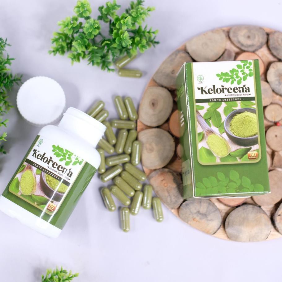 Keloreena Kapsul Daun Kelor Moringa Asli 50-100 Kapsul Original Kelorena/Kelorina Ekstrak/Exstrak Daun Kelor BPOM &amp; HALAL MUI