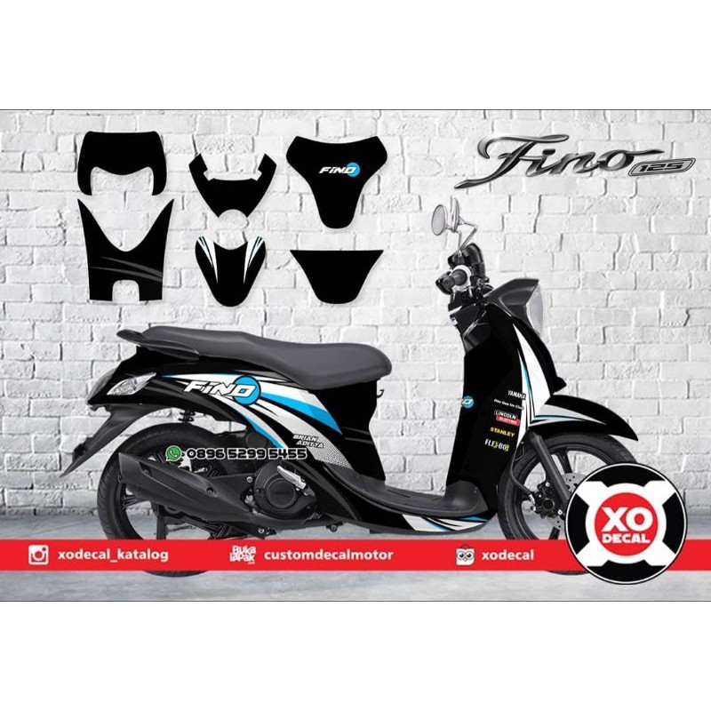 DECAL STICKER YAMAHA FINO FULL BODY DEK DALAM BLUE SIMPLE DESIGN