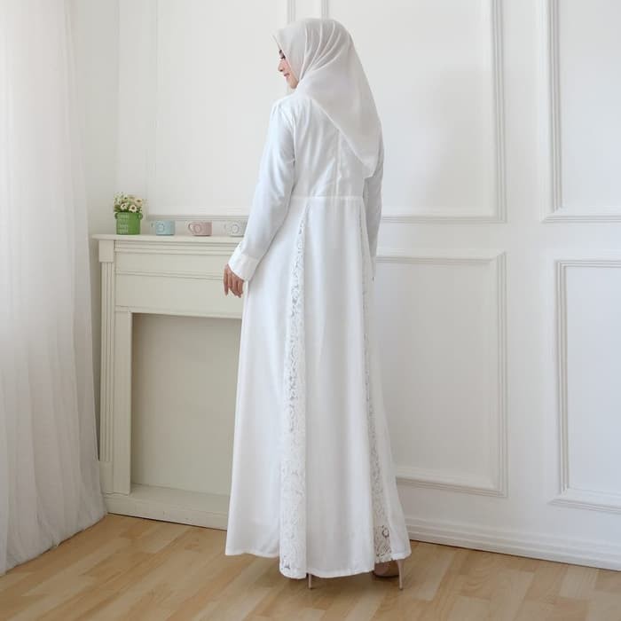 Gamis Putih Premium AGNES Baju Gamis Putih Wanita Baju Umroh Gamis Syari Syari Pesta 812