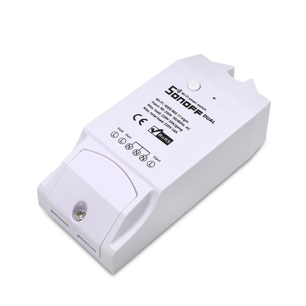 SONOFF Dual 2CH 10a 220v Wireless Switch Light WiFi Remote Control Module DIY Timer Timing for Smart Home Automation 