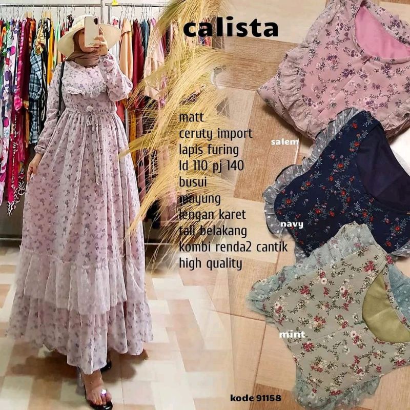 Dress Cantik Import || Dress Calista || Gamis Ceruty import