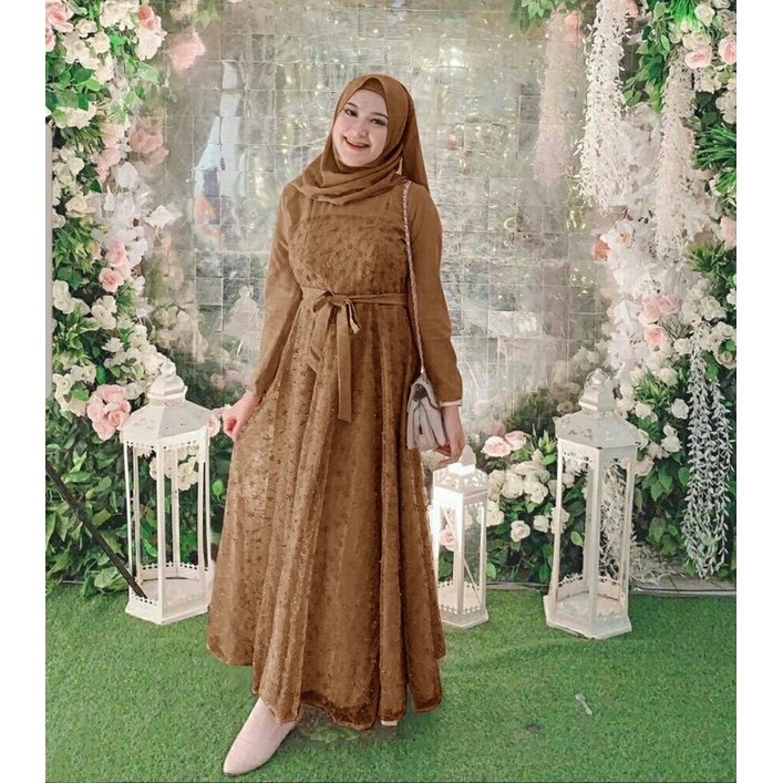 Andin Baju Gamis  Brukat Tile Gamis Pesta Brukat Mewah Gamis Remaja Dewasa Gamis Premium