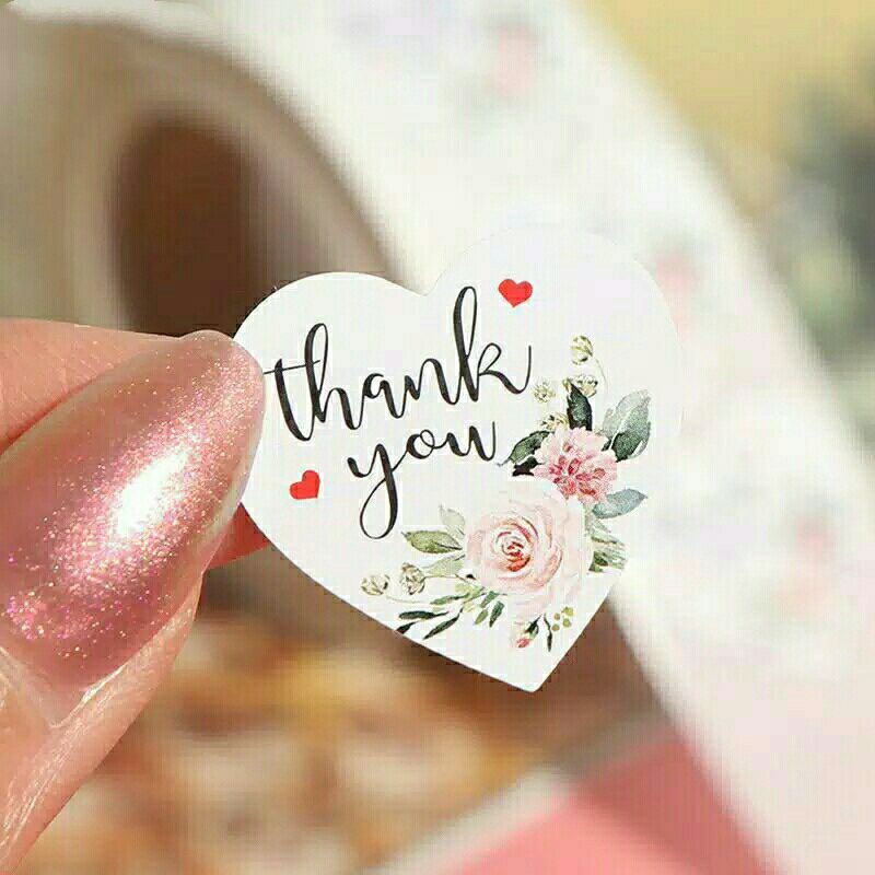 

Label Stiker Putih Ucapan Terima Kasih Thank You Bentuk Hati Love untuk Sticker Scrapbook 100pcs